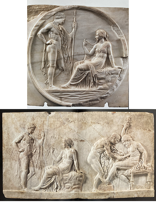 paired images of the Telephus reliefs at Herculaneum