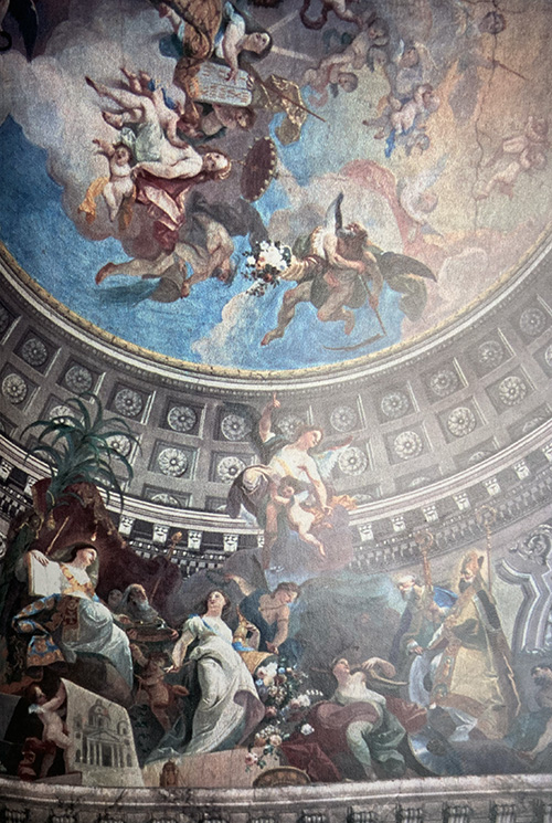 Cronus depicted with other gods on ceiling of the Prunksaal, Bishop's Palace, Szombathely, Hungary. 1783.
